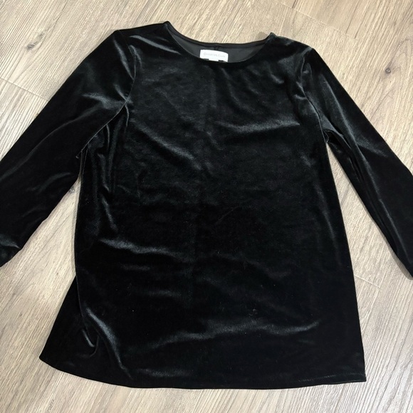 Charter Club Women's Sz PP Black Velvet 3/4 Sleeve Top Whimsigoth Fairy Witchy - Picture 5 of 9